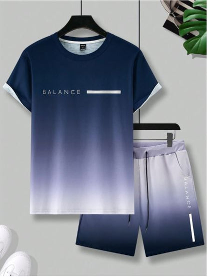 Conjunto de 2 piezas para hombre  con estampado de letras degradado